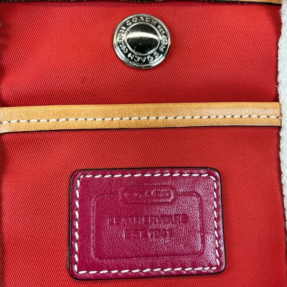 Coach Hampton Vintage‎ Nylon Vibrant Red Orange Tote Bag